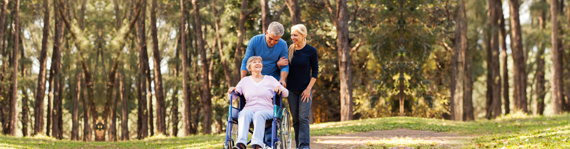 senior couple and beautiful woman strolling